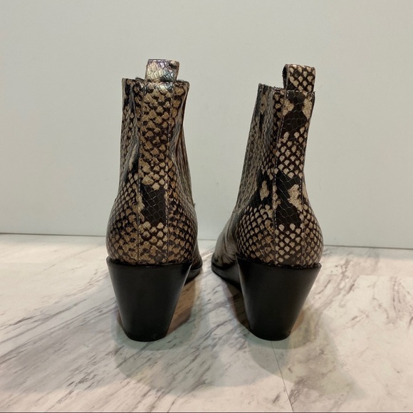 New! Treasure & Bond Natalie Wedge Snake Print Faux Leather Booties 7M - Picture 3 of 11